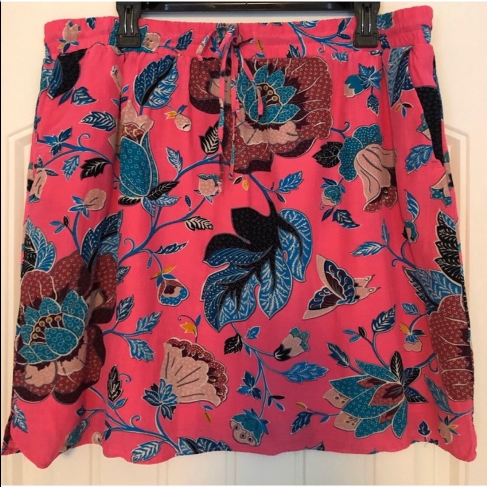 LOFT Floral Drawstring Waist Mini Skirt